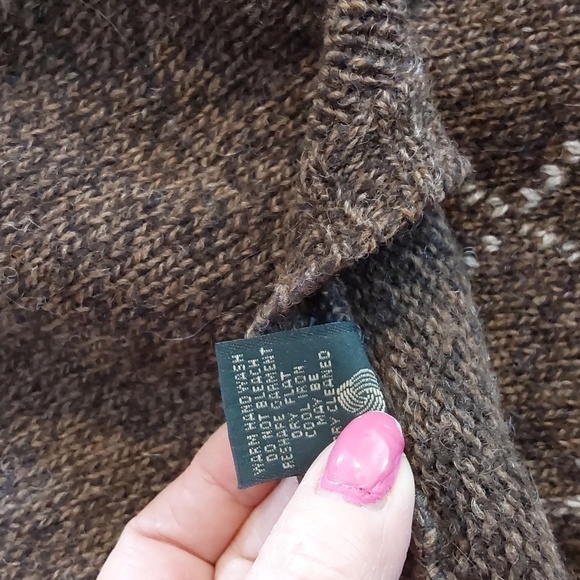 New Traditions- Mens Brown Argyle! 100% Shetland Wool Sweater Vintage Sz.Large - Picture 6 of 8